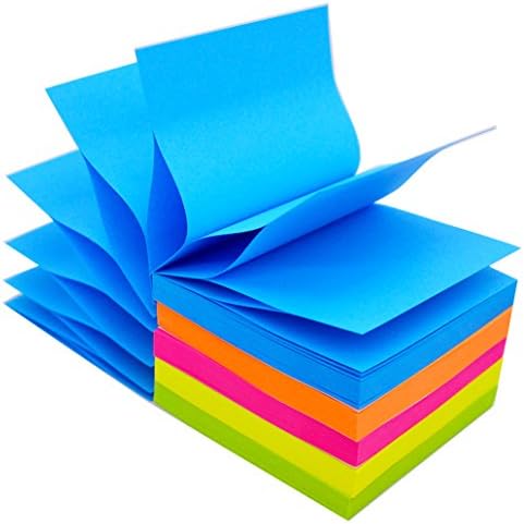 LinQuick Pop-Up Sticky Notes 3''x3'',10 Pads/Pack,100Sheets/Pad 1000Sheets Individual Package Bright Colors