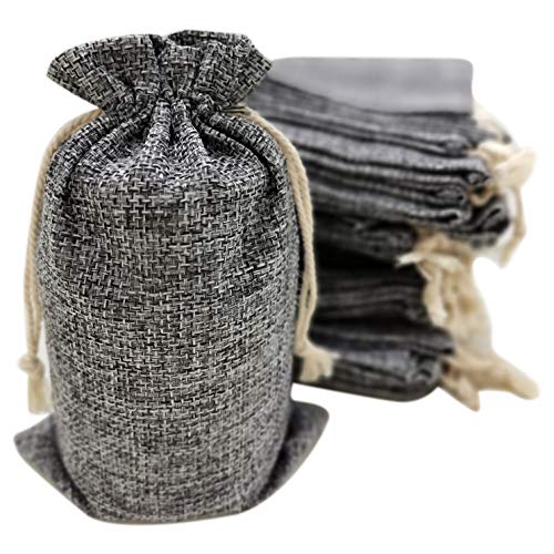 50 Gray Burlap Bags with Drawstring, 5x8 Inch (5x7 Internal) Gift Bag Bulk Pack - Wedding Party Favors, Jewelry and Treat Pouches (Gray)