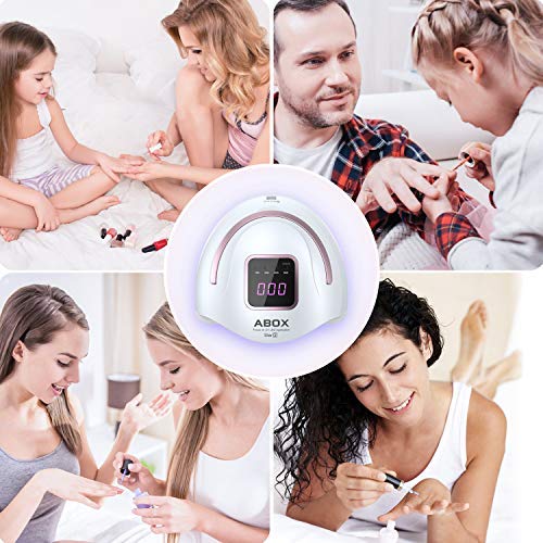 UV LED Nail Lamp, ABOX Star2 72W Nail Dryer Fast Dry for Gel Nails Polish Curing with 36 pcs LEDs, 4 Timer Setting, Auto Senor, LCD Display, Detachable Base, Gel Polish Lamp for Home and Salon - Thumbnail 6
