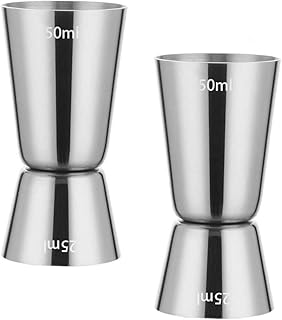 Sunerly Jigger Spirituosen Messbecher aus Edelstahl Dual 25/50 ml Barmaß Bar Craft Dual Geist Maßnahme Cup Messbecher für Bar Party Wein Cocktail Drink Shaker