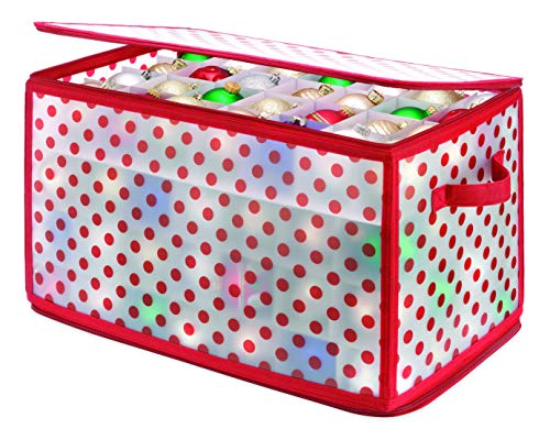 Whitmor Christmas Large Ornament Storage Zip Chest with 112 Compartments, Multicolor - Thumbnail 2