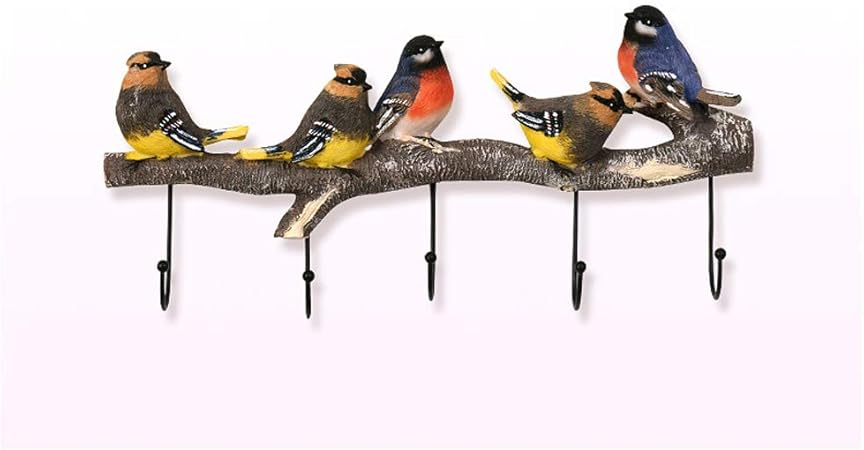 Perchero PƔjaro Rama Decoracion montado en la Pared Colorido Resina