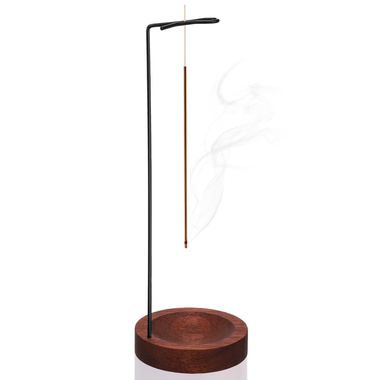 Incense Holder, Wooden Upside Down Incense Holders for Sticks Ash Catcher, Modern Design With Cone Coil for Home Decor Yoga Spa Madiation(Walnut Wood)