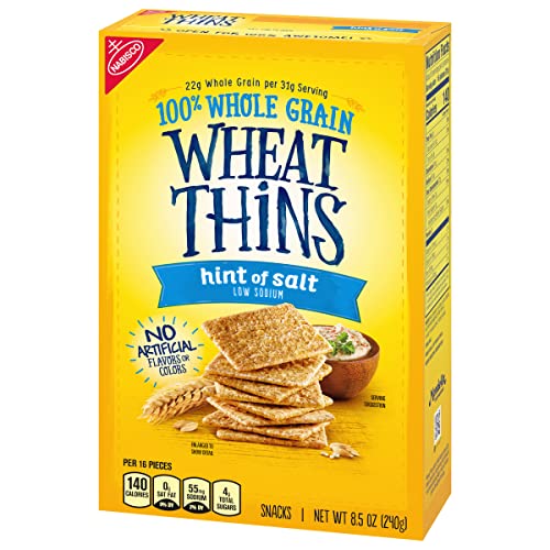 WHEAT THINS HINT OF SALT LOW SODIUM SNACKS, WHOLE GRAIN WHEAT CRACKERS, SNACK CRACKERS, 8.5 OZ