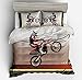 SxinHome Motocross Racer Bedding Set for Teen Boys, Duvet Cover Set,3pcs 1 Duvet Cover 2 Pillowcases(no Comforter Inside), Full Size