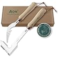 AON 2-Pack Hand Crack Weeder Puller Tool Set - Made with Heat Treated Steel and Ash Wood Ergonomic Handles, Weeding Tools Ideal for Gardens and Patio Lawns to Effectively Pull Out Weeds & Their Roots