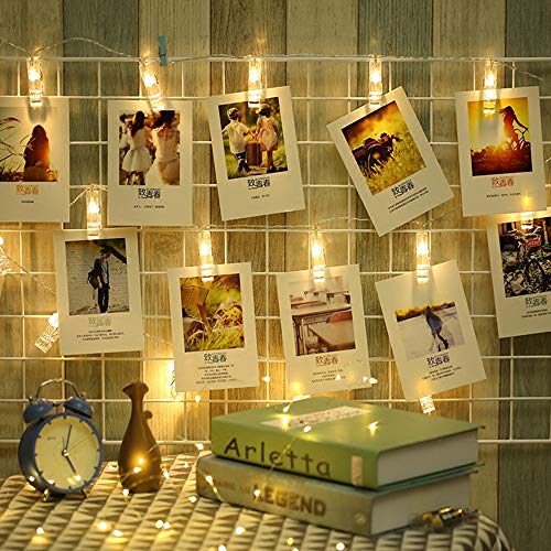 GHodec Photo Hanging Clip String Lights Battery Powered 20 LEDs Bedroom Fairy Lights with 10-Clip for Pictures/Artwork/Decor (Warm White) - Thumbnail 7