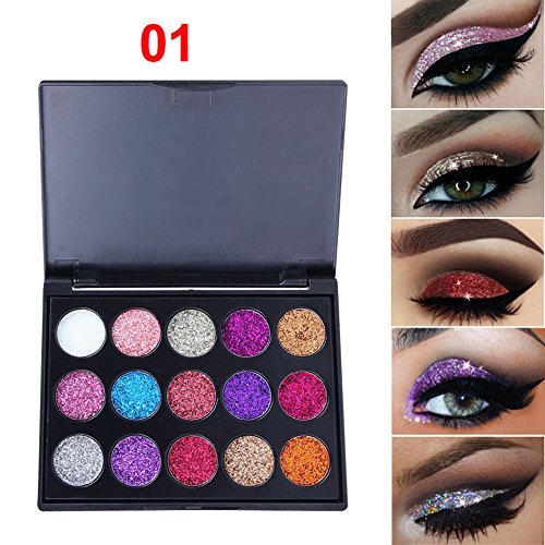 shamrock58 CmaaDu Multicolor Shimmer Glitter Eye Shadow Powder Palette Matte Eyeshadow Cosmetic Makeup 15 Colors (A)