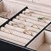BEWISHOME 20 Section Jewelry Organizer Box with Lock Portable Jewelry Storage Case for Women Girls Earring Ring Necklace Holder Travel Case - Black Faux Leather SSH78B