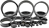 BodyJ4You Tunnels Plugs Black Steel Double Flared Flesh Tunnels 2 Pieces from 10 Gauge - 24mm
