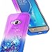 Galaxy Luna Case, Express 3, Galaxy Amp 2 w/ [Tempered Glass Screen Protector], NageBee Glitter Quicksand Liquid Flowing Shiny Sparkle Bling Cute Case for Samsung Galaxy J1 2016 (J120) -Purple/Blue