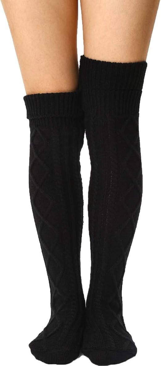 Women's Thigh High Socks Cable Knit Knee High Socks Soft Over the Knee