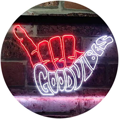 ADVPRO Good Vibes Only Hand Party Decoration Dual Color LED Neon Sign White & Red 16" x 12" st6s43-i1076-wr