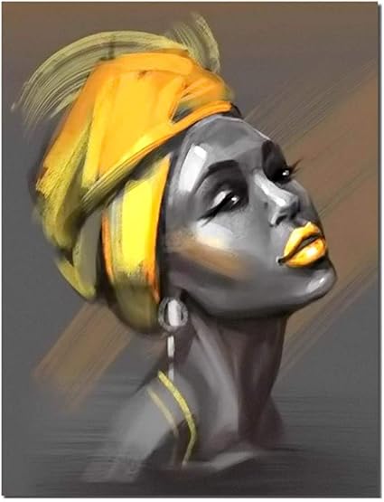 Amazon 壁の芸術キャンバスの絵の絵画 黄色のターバン絵の絵のポスターとアフリカ系アメリカ人のファッションセクシーな女性リビングルームのための 現代アートワークの壁の装飾 フレームなし 40 60cm Zslmx ウォールステッカー 通販