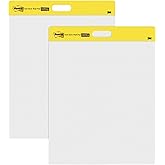 3M Post-it Easel Pad, 20 x 23 in, White, 2 Pack, Command Strips included | Premium Self Stick Flip Chart Paper, Anchor Chart, Office Supplies &amp; School Supplies, Great for Teachers and Students