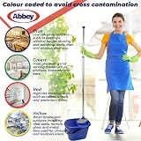 Abbey Professional Mop Bucket Set Heavy Duty Wringer 12L Red 2 Cotton Mop Heads view 3