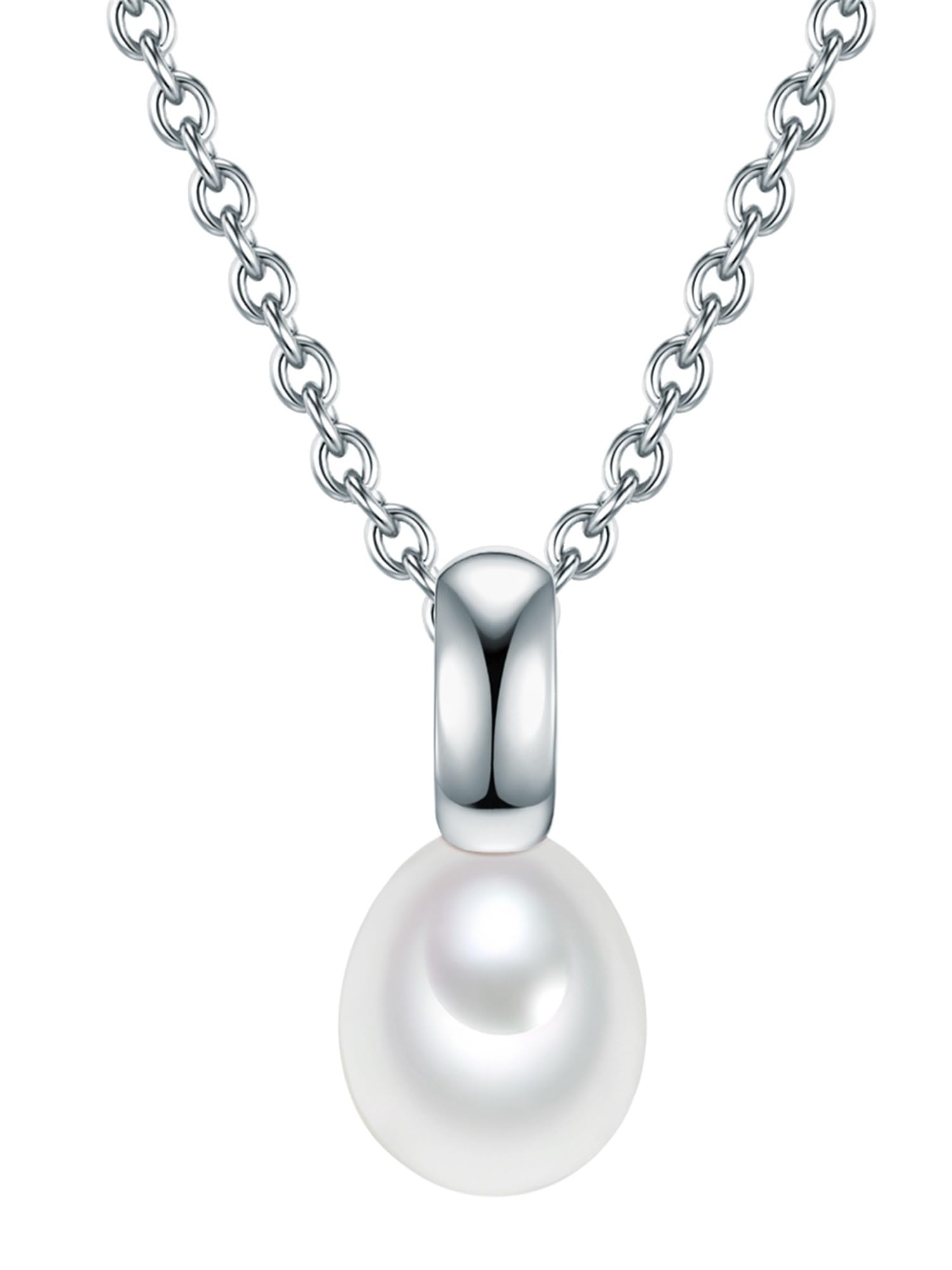 Valero Pearls Female 925/- Sterling Silver Fresh Water Cultured Pearl(s) approx. 7,0-8,0 mm Anchor Chain