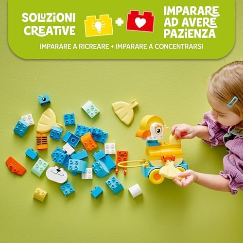 DUPLO Animali su Ruote 3 in 1 - Gioco Educativo in Mattoncini per Costruire un'Anatra o un Pesce o un Cane Giocattolo con Ruote e Maniglia - Regalo per Bambine e Bambini da 2 Anni in su - 10448