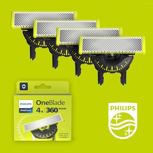 Genuine OneBlade 360 Lame di ricambio, per rasoio e tagliacapelli elettrici OneBlade, confezione 4, modello QP440/50