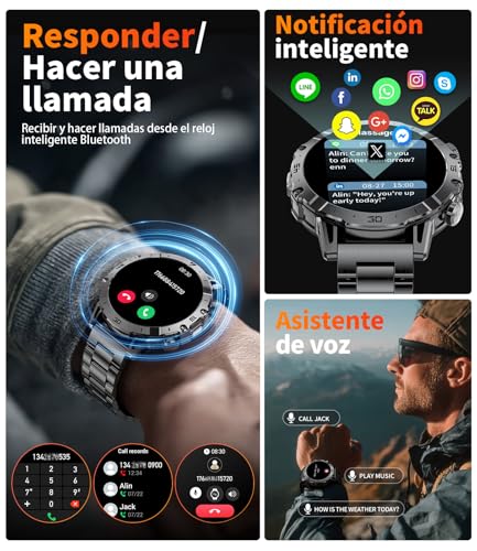 1000 mAh Men's Smart Watch, 1.7 Inch Smartwatch Men with Bluetooth Calls, Military LED Flashlight, 100+ Sports Modes, Fitness Watch, Heart Rate Monitor/Sleep Monitor, Men's Watch Android iOS