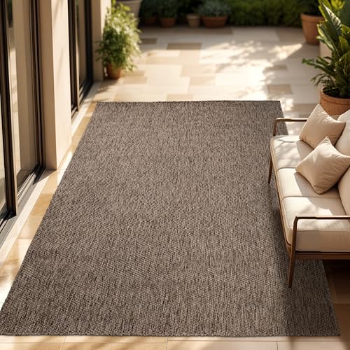 Paco Home Outdoor Teppich, Wetterfest Pflegeleicht Küchenteppich Ideal für Terrasse Balkon Garten, Flachgewebe Sisaloptik Modern Einfarbig meliert, 24