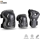 JBM Kids Knee and Elbow Pads with Wrist Guards Protective Gear Set, Impact Resistance for Your Children Outdoor Activitiesâ€™ Adventure (Black, Child/Kids)