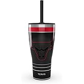 Tervis Traveler NBA Chicago Bulls - Night Game Triple Walled Insulated Tumbler Travel Cup Keeps Drinks Cold & Hot, 30oz with Straw Lid, Stainless Steel