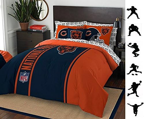 NFL CHICAGO BEARS 7pc FULL Size Comforter. Pillow Shams and Sheet Set + WALL DECALS