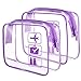 Lermende 2pcs Clear Toiletry Bag TSA Approved Travel Bag,Carry On for Travel,Airport Airline Accessories Compliant Bag,Quart Sized Makeup Cosmetic bag Women Men (Purple, 2 Pack)