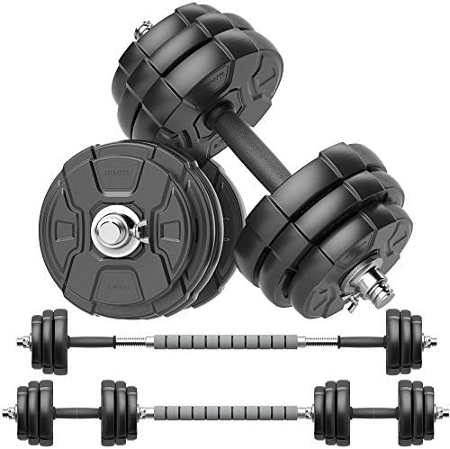 Runwe 調節可能なダンベルバーベルセット フリーウェイトセット スチールコネクター付き 自宅 オフィス ジム フィットネス ワークアウト エクササイズ トレーニング 多目的 男女兼用 初心者 プロ用