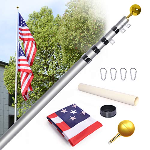 WinisKi Telescoping Flag Pole 30ft Extra Thick, Outdoor Heavy Duty