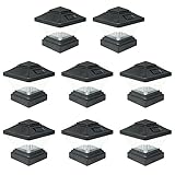 8 Pack Black Outdoor Garden 4 x 4 Solar LED Post Deck Cap Square Fence Light Landscape Lamp Lawn PVC Vinyl Wood