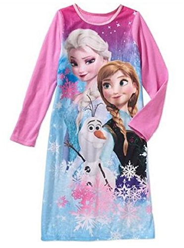 Disney Frozen Girls Elsa, Anna Olaf Flannel Fleece Nightgown Pink (4/5)