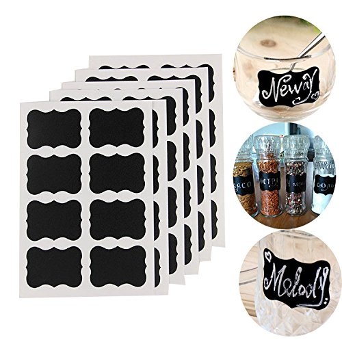 Jar Stickers Label,Hot Sale! Hongxin Lovely Bone Fancy Beard Heart Chalk Board Stickers Black Blackboard Sticker Craft Kitchen Jar Organizer Labels Chalkboard,5 x 3.5cm,80 Pcs/set