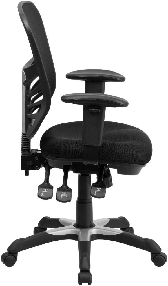 Flash Furniture Mid-Back Black Mesh Multifunction Executive Swivel Ergonomic Office Chair with Adjustable Arms: Kitchen & Dining