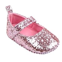 Lurryly Girls Soft Sole Crib Shoes Sequins Cute Sneaker Toddler Baby Shoes 0-18 M (Size:11, 0~6 Month, US:2.5, Pink)