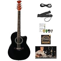 Ovation AB24-5-KIT-1 Applause Balladeer Acoustic-Electric Cutaway Guitar with Chromacast Accessories, Black
