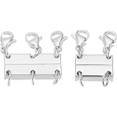 PATIKIL Necklace Layering Clasps, 2Pcs Jewelry Separators Jewelry Clasps and Closures Suction Up and Down Lobster Clasp for Necklace Bracelet Chain, Silver