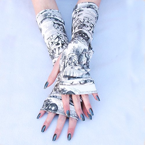 Alice Wonderland Gloves Mad Tea Party Arm Warmers Cosplay - Image 2