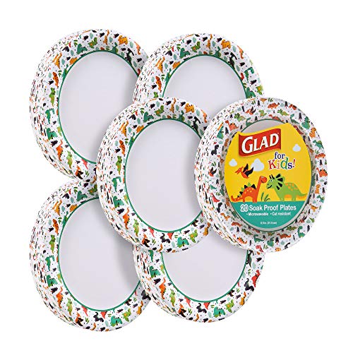 Glad for kids dinosaur paper plates 20 count 6 pack small round