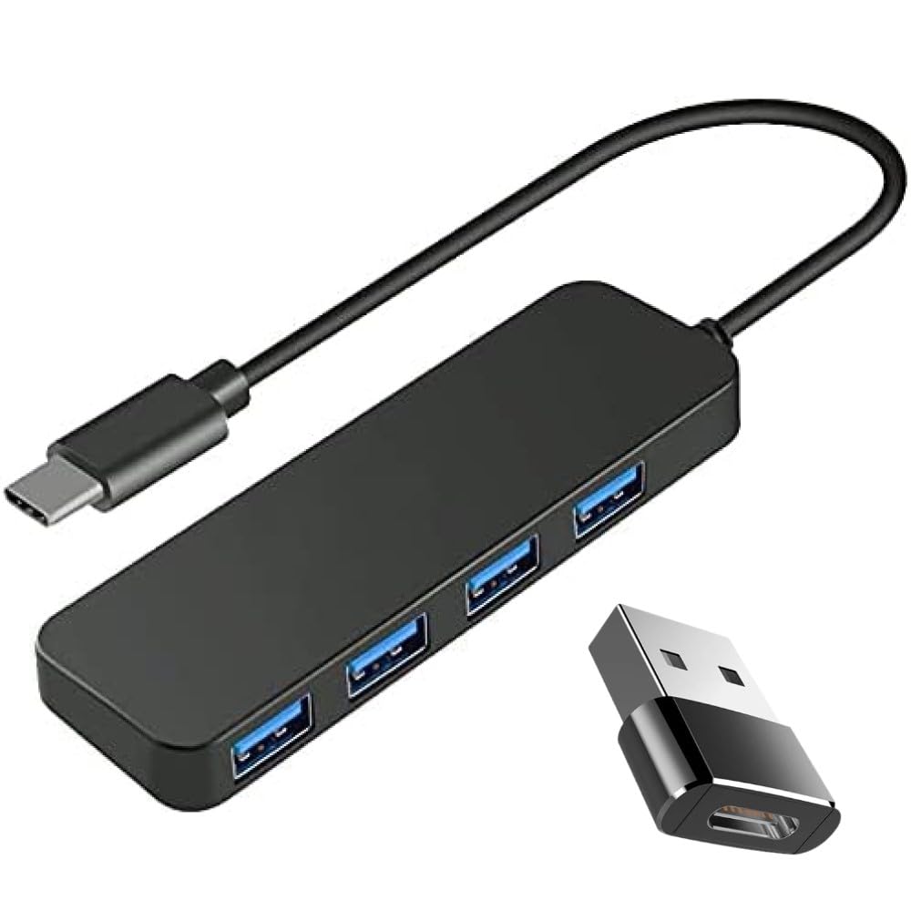 AKORD Ultra Slim 4-Port USB-C, 4 x USB 3.0 Data Hub + Adapter