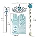 Tacobear 4PCS Frozen Princess Elsa Dress up Accessories Gift Set for Princess Cosplay Birthday Party Tiara Crown Wig Wand Gloves Blue