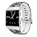 allbingo Fitbit Ionic Accessory Bands, Manly Case Women Cute Strap Rugged Pro G-Shock Like Protective Wristband for Fitbit Ionic Smartwatch (Skeleton Flowers/Silver, Small 5.5