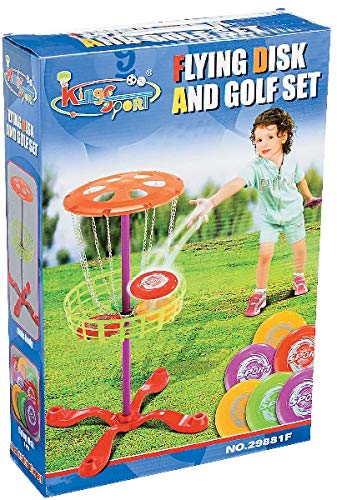 BOYS HAVE FUN TOYS Sports Little Flyers Disc Golf and Target Set 6 Mini Discs and 25-inch Tall Basket Disc Golf Toy Set Portable Indoor/Outdoor Yard Games
