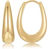 Tapered Huggie Hoop Earrings | 18K Gold Plated Sterling Silver Post Bold Large Hoops Chunky Earrings | Thick Lightweight Gold Hoop Earrings for Women