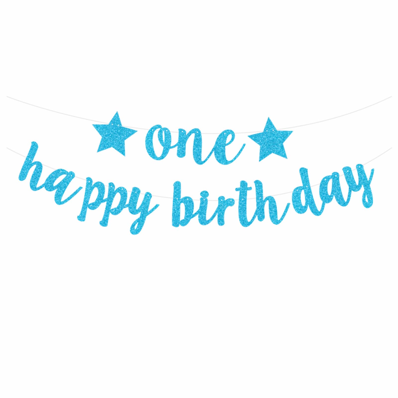 bng-bng 1st Birthday Bunting Banner One Banner Baby Boys Gilrs Glitter Letter Hanging garland Blue For little Boys Girls 1 Year Old Birthday Hanging Garland Party Decorations Supplies Blue