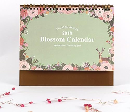 Eyxia 2018 Desk Calendar Office Blossom Schedule Gift Book Monthly Flip Desk Daily List Planner, Floral ( Color : Green )