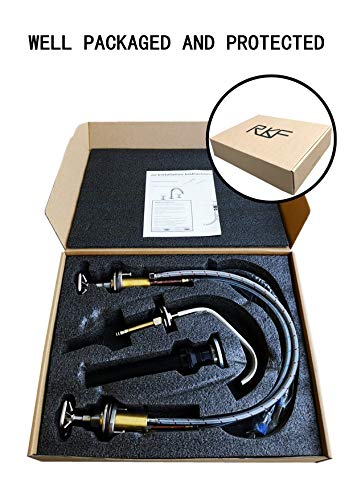 RKF Solid Brass Two Handle Widespread Bathroom Sink Faucet with Pop-up Drain with overflow and CUPC Faucet Supply Hoses,Brushed Nickel,CWF026C-BN