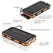 Solar Charger,LANIAKEA Solar Power Bank 10000mAh Dual USB Solar Panel Charger with 2LED Light Carabiner Compass Portable for Emergency Outdoor Camping Travel-Orange