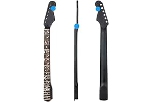 SURTIYCRII 22 Fret ST Canadian Maple Electric Guitar Neck,Rosewood Fingerboard Tree of Life Carving, Black Matte, 14" Fretboard Radius, Bone Nut